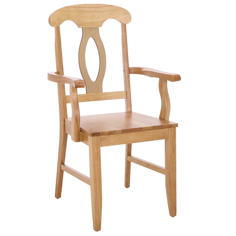 Safavieh Hannelore Wood Arm Chair in Light Oak