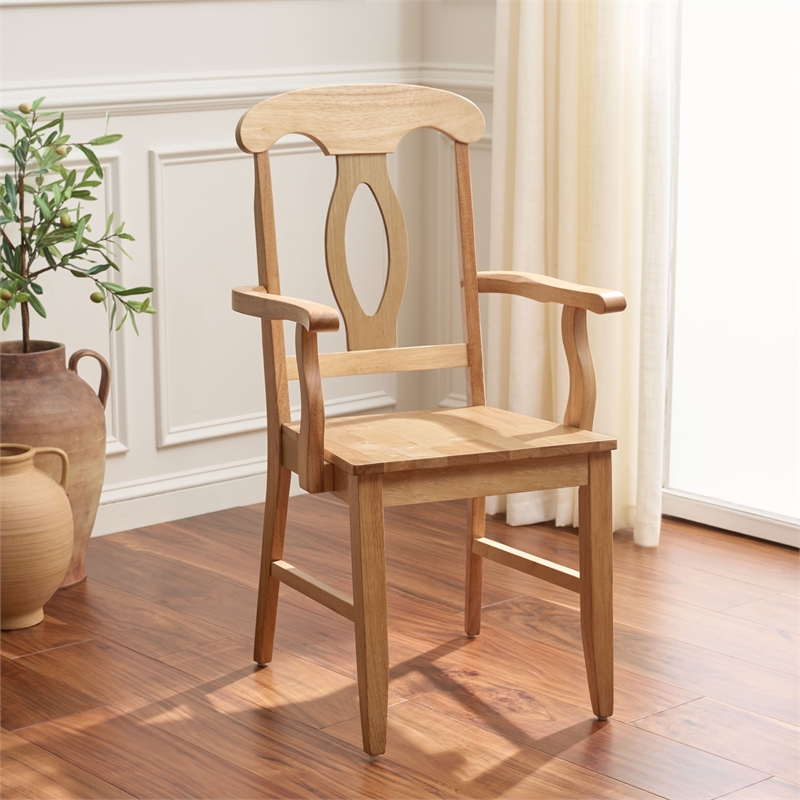 Safavieh Hannelore Wood Arm Chair in Light Oak