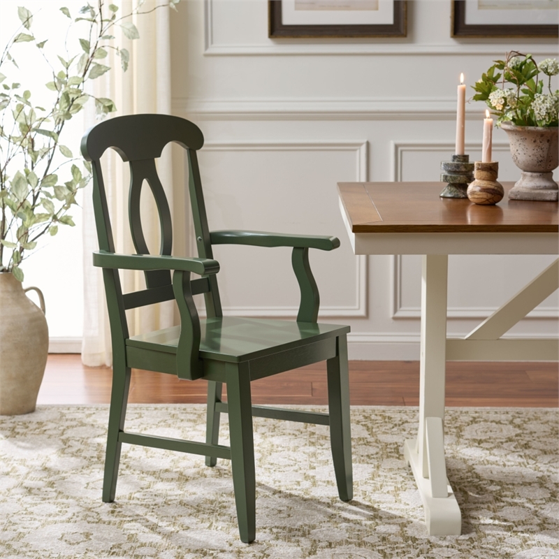 Safavieh Hannelore Wood Arm Chair in Green
