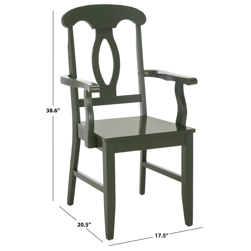 Safavieh Hannelore Wood Arm Chair in Green