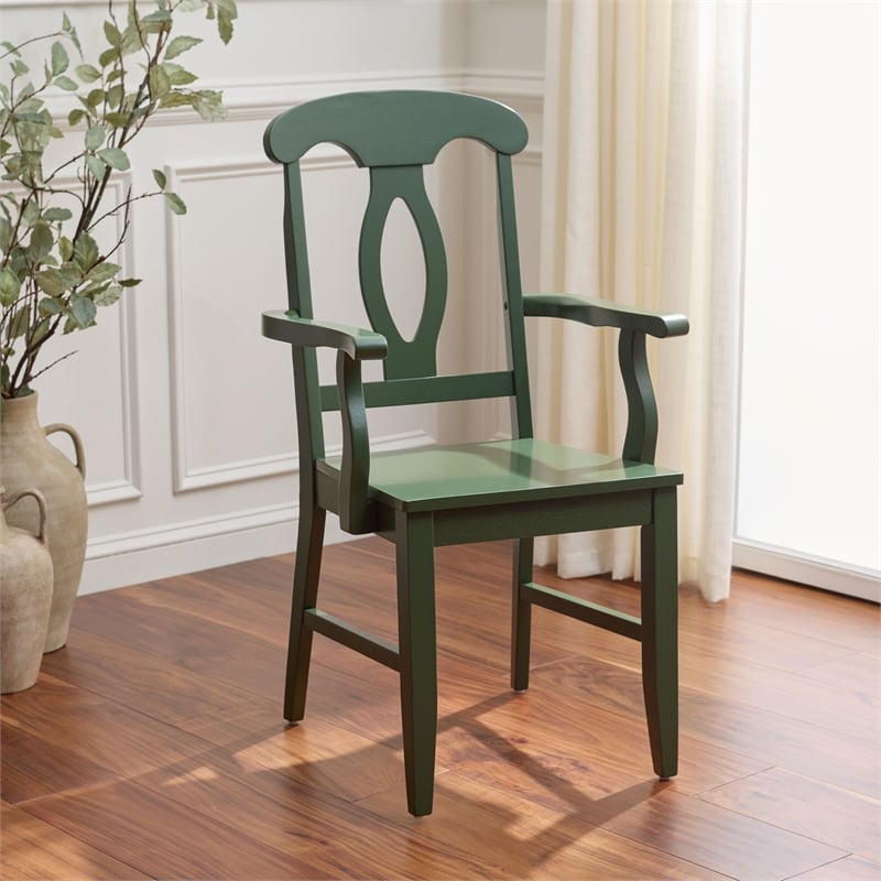 Safavieh Hannelore Wood Arm Chair in Green