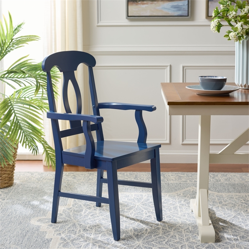 Safavieh Hannelore Wood Arm Chair in Blue