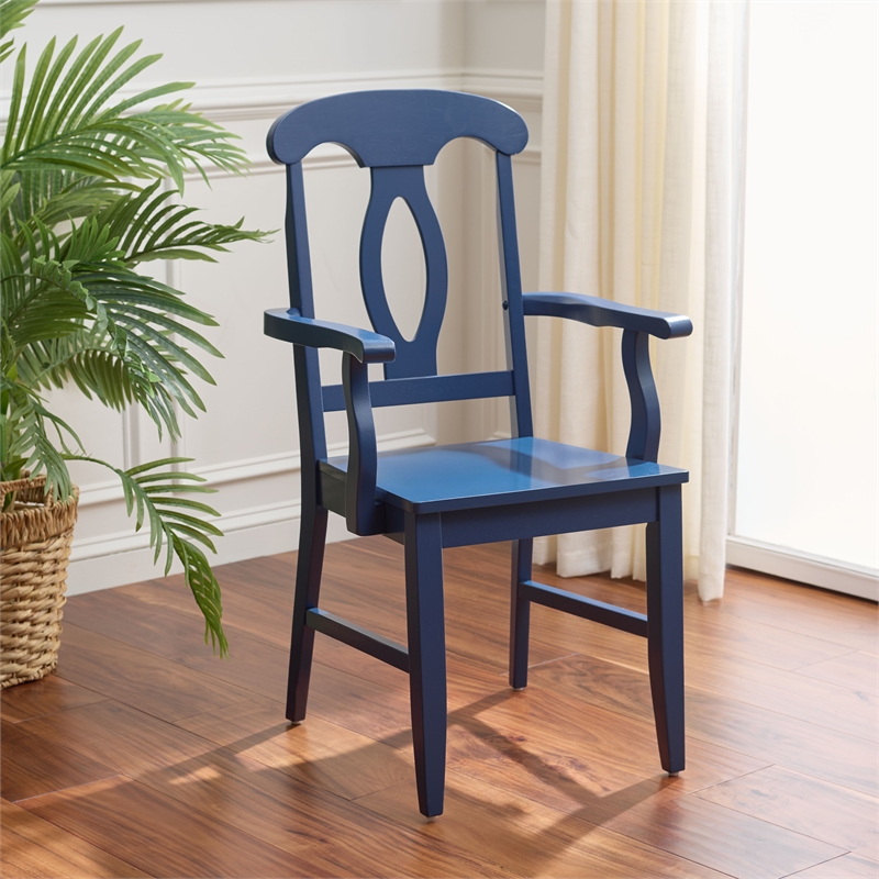 Safavieh Hannelore Wood Arm Chair in Blue