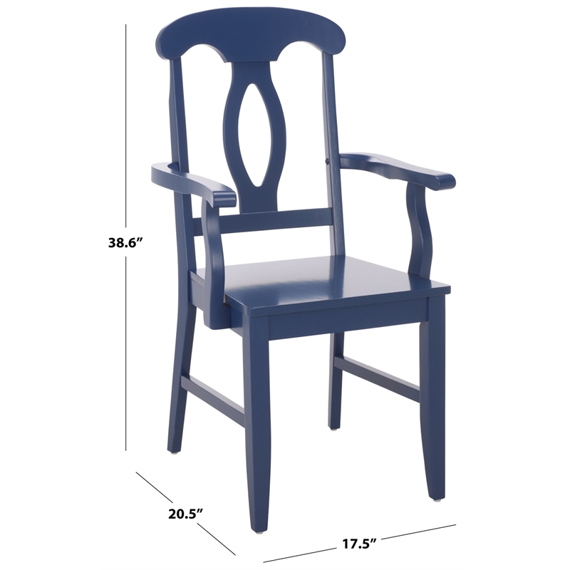 Safavieh Hannelore Wood Arm Chair in Blue