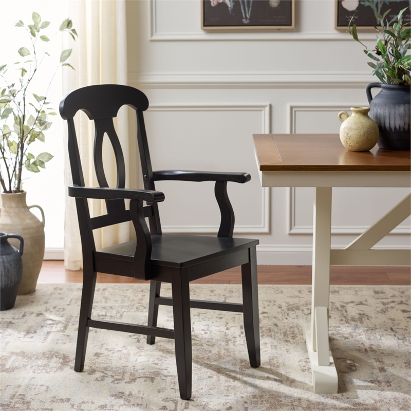 Safavieh Hannelore Wood Arm Chair in Black
