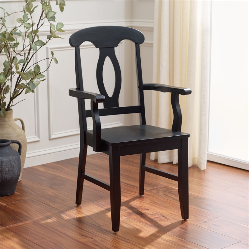 Safavieh Hannelore Wood Arm Chair in Black
