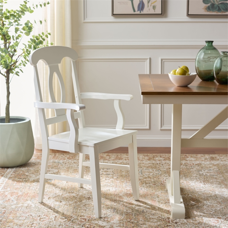 Safavieh Hannelore Wood Arm Chair in White