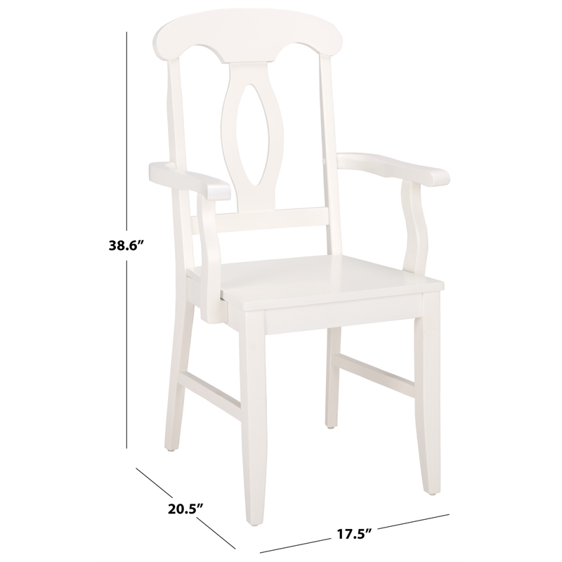 Safavieh Hannelore Wood Arm Chair in White