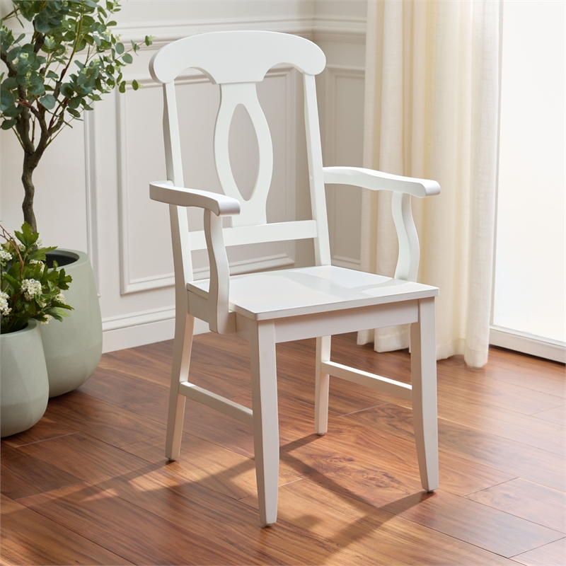 Safavieh Hannelore Wood Arm Chair in White