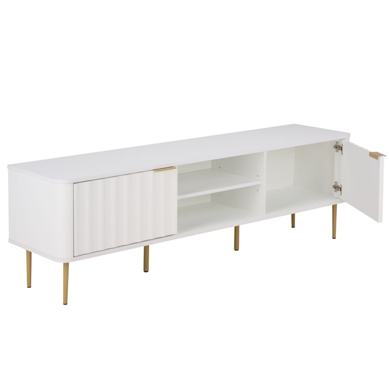 Safavieh Hilsa 3 Door 2 Shelf Wood Sideboard/Media in White / Gold