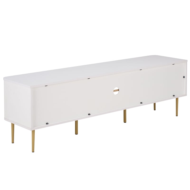 Safavieh Hilsa 3 Door 2 Shelf Wood Sideboard/Media in White / Gold