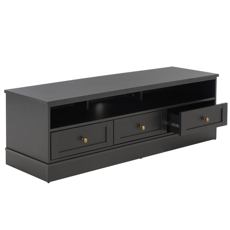 Safavieh Shafa Wood Sideboard/Media Stand in Black / Brass