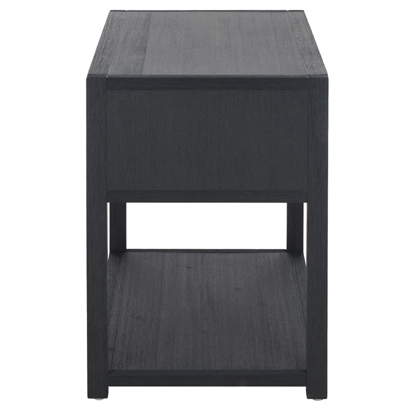 Safavieh Large Sadie 1 Drawer 1 Shelf Metal and Wood Nightstand in Navy