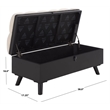Safavieh Liam Tufted Fabric and Wood Cocktail Ottoman  in Beige / Black
