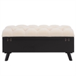 Safavieh Liam Tufted Fabric and Wood Cocktail Ottoman  in Beige / Black