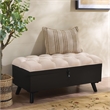 Safavieh Liam Tufted Fabric and Wood Cocktail Ottoman  in Beige / Black