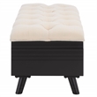 Safavieh Liam Tufted Fabric and Wood Cocktail Ottoman  in Beige / Black