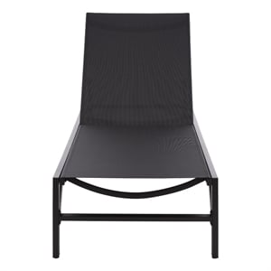 Safavieh Stanley Aluminum Chaise Lounge  in Black / Black