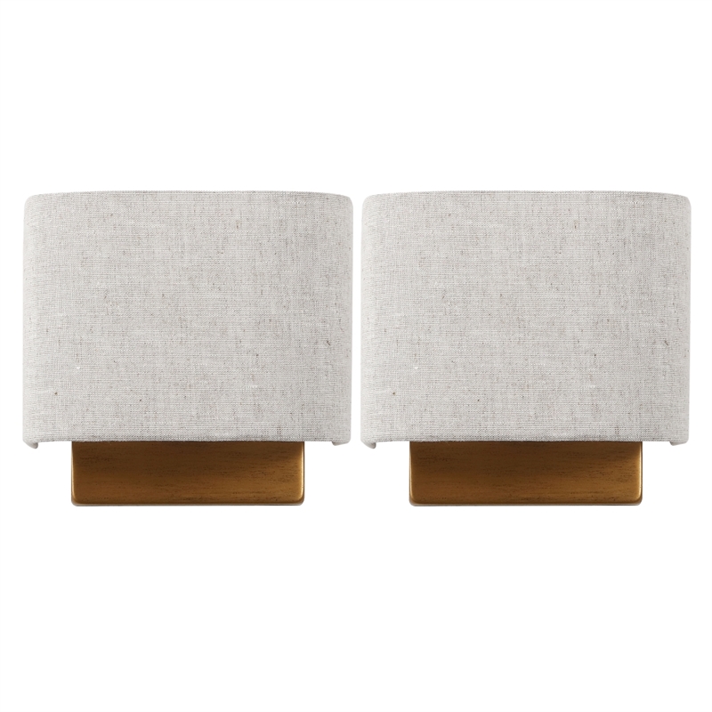Safavieh Deria Iron and Fabric Wall Sconce in Oatmeal / Gold