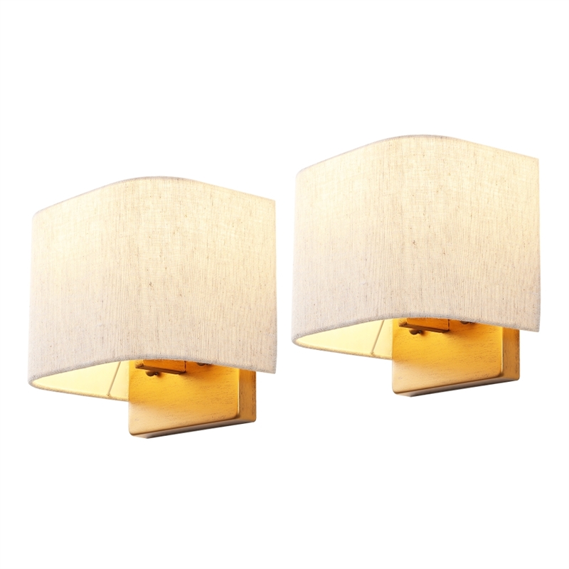 Safavieh Deria Iron and Fabric Wall Sconce in Oatmeal / Gold