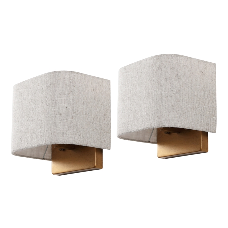 Safavieh Deria Iron and Fabric Wall Sconce in Oatmeal / Gold