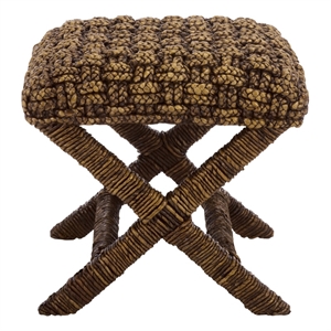 Safavieh Trishan Woven and Wood Stool  in Brown