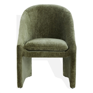 Safavieh Kagan Chenille and Wood  Dining Chair in Olive