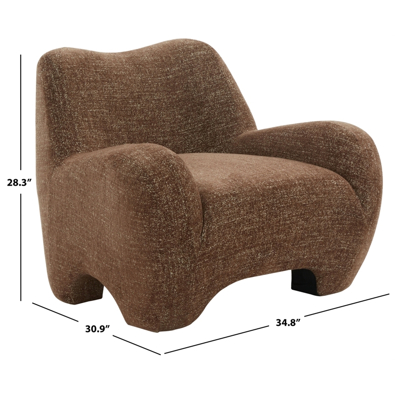 Safavieh Randal Chenille and Wood Accent Chair in Brown