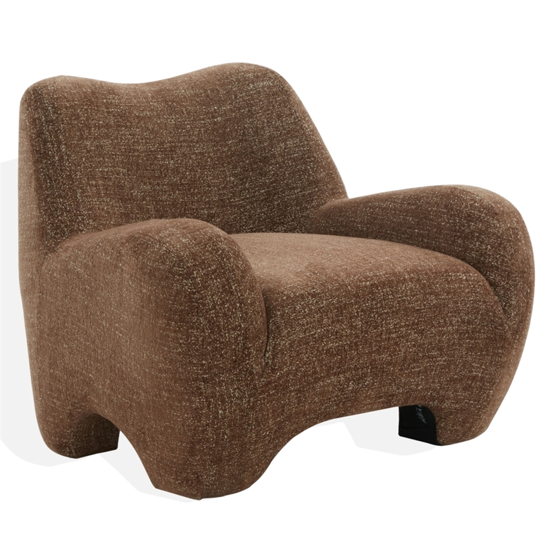 Safavieh Randal Chenille and Wood Accent Chair in Brown