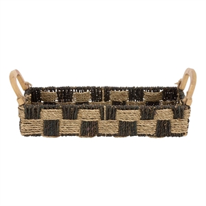 Safavieh Quinley Seagrass and Metal Basket in Natural / Brown