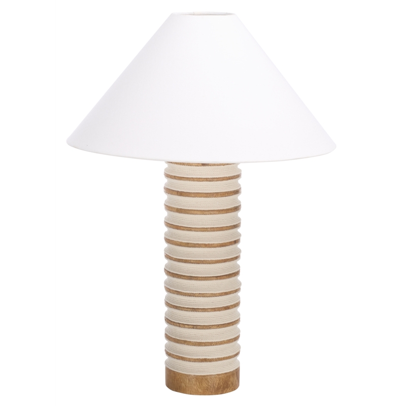 Safavieh Sulma Wood and Fabric Table Lamp in White / Natural