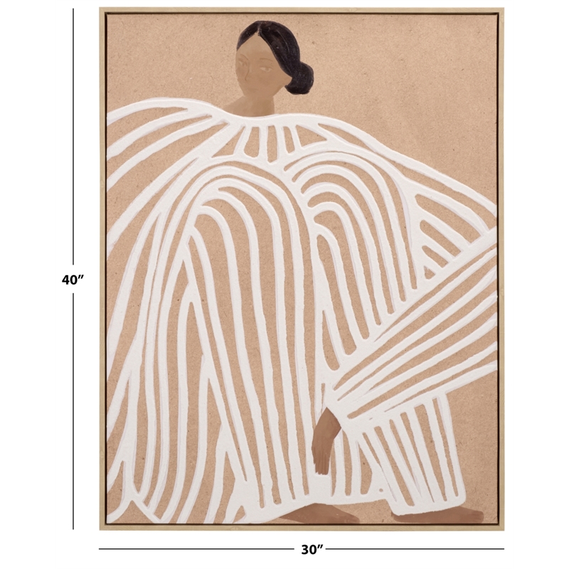 Safavieh Gentle Wood Frame 30X40 Wall Art in Tan / White