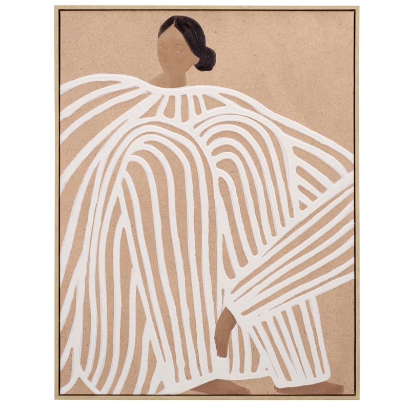 Safavieh Gentle Wood Frame 30X40 Wall Art in Tan / White