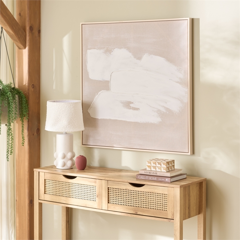 Safavieh Three Strokes 36X36 Wood Framed Wall Art  in Beige