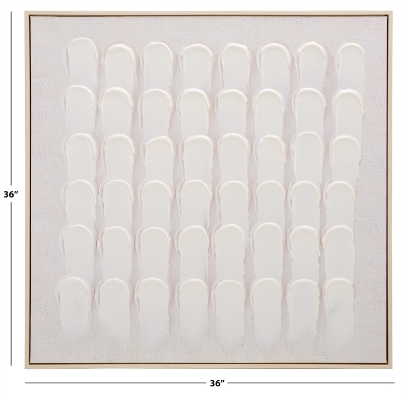 Safavieh Quiet Code 36X36 Wood Framed Wall Art  in White / Gray