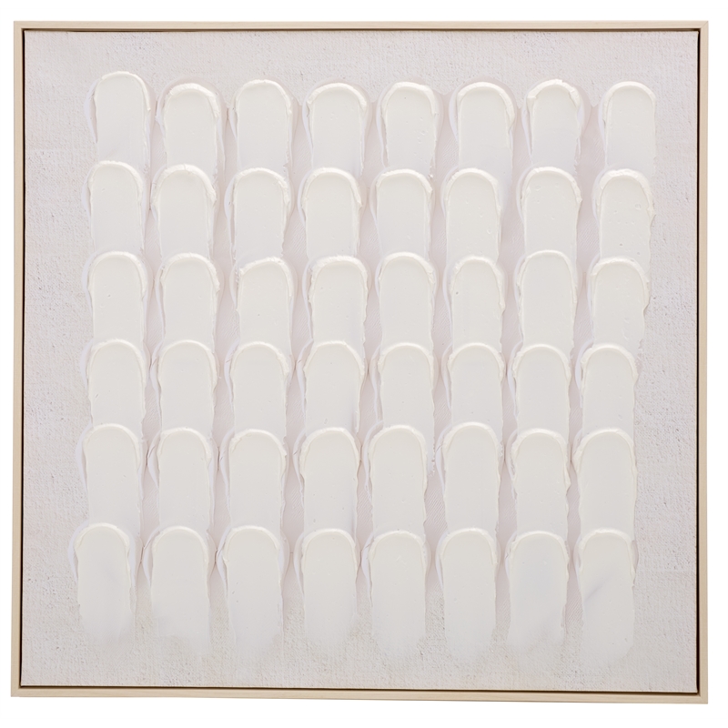 Safavieh Quiet Code 36X36 Wood Framed Wall Art  in White / Gray