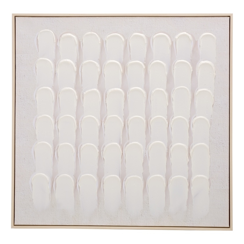 Safavieh Quiet Code 36X36 Wood Framed Wall Art  in White / Gray