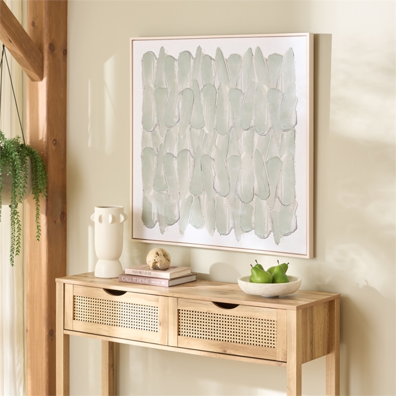 Safavieh Sage Stone 36X36 Wood Framed Wall Art  in Sage Green