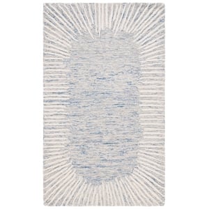 Safavieh Abstract 2'-0&quot x 3'-0&quot Wool and Cotton Hand Tufted Rug in Blue / Ivory