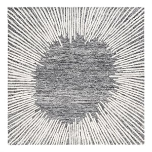 Safavieh Abstract 4'-0&quot x 4'-0&quot Wool and Cotton Hand Tufted Rug in Black / Ivory