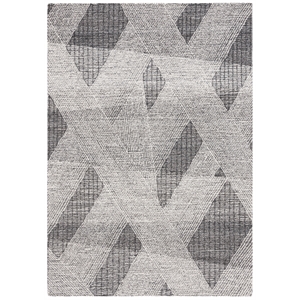 Safavieh Abstract 3'-0&quot x 5'-0&quot Wool  Hand Tufted Rug in Ivory / Charcoal