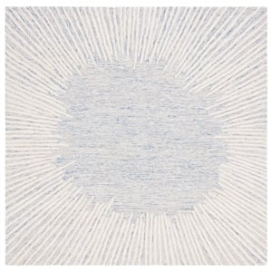 Safavieh Abstract 4'-0&quot x 4'-0&quot Wool and Cotton Hand Tufted Rug in Blue / Ivory