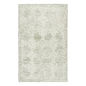 Safavieh Abstract 5'-0&quot x 8'-0&quot Wool and Cotton Hand Tufted Rug in Green / Ivory