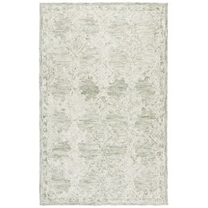 Safavieh Abstract 6'-0&quot x 9'-0&quot Wool and Cotton Hand Tufted Rug in Green / Ivory