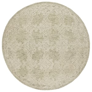 Safavieh Abstract 6'-0&quot x 6'-0&quot Wool and Cotton Hand Tufted Rug in Green / Ivory
