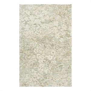 Safavieh Abstract 5'-0&quot x 8'-0&quot Wool and Cotton Hand Tufted Rug in Green / Ivory