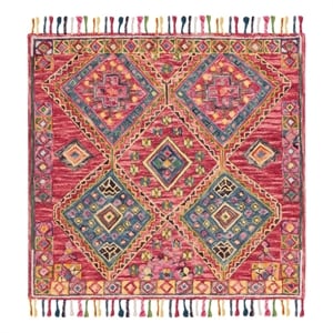 Safavieh Aspen 3'-0&quot x 3'-0&quot Wool and Cotton Hand Tufted Rug in Red / Blue