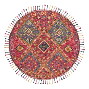 Safavieh Aspen 7'-0&quot x 7'-0&quot Wool and Cotton Hand Tufted Rug in Red / Blue