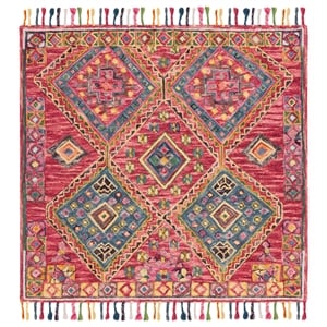 Safavieh Aspen 7'-0&quot x 7'-0&quot Wool and Cotton Hand Tufted Rug in Red / Blue