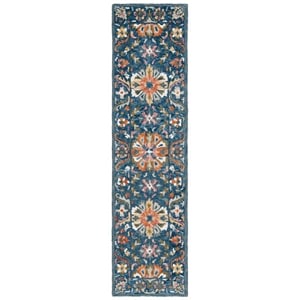 Safavieh Aspen 2'-3&quot x 11'-0&quot Wool and Cotton Hand Tufted Rug in Blue / Green